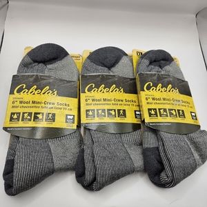 3pr CABELA'S Wool Mini Crew XL Gray Socks